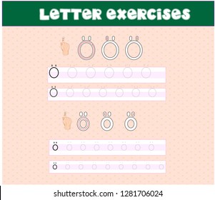 Writing practice of letters. Education for children. Vector illustration - Vector