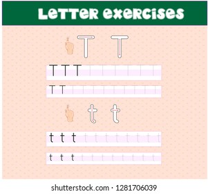 Writing practice of letters. Education for children. Vector illustration - Vector - Vector
