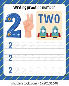 Writing practice number 2 worksheet illustration