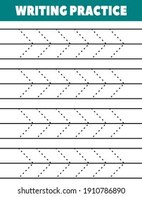 Writing practice sheet for kid. Preschool worksheet vector.