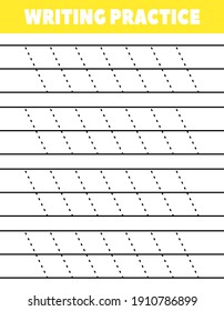 Writing practice sheet for kid. Preschool worksheet vector.
