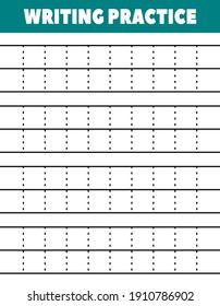 Writing practice sheet for kid. Preschool worksheet vector.