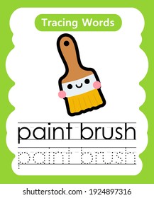Writing practice words alphabet tracing p - paint brush 