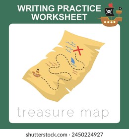 Writing practice worksheet. Writing the letters in English. Kids educational game. Printable worksheet for preschool. Exercises lettering game for kids. Vector file.