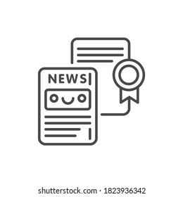 Writing press releases line black icon. Event management. Sign for web page, mobile app, button, logo. Vector isolated element. Editable stroke