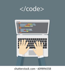 Writing Programming Code On Laptop