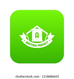 Writing project icon green vector isolated on white background