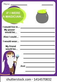 Writing Prompt For Kids Blank. Educational Children Page. Develop Fantasy And Writing Stories Skills. Printable Sheet For Teachers