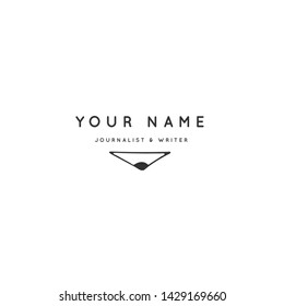 Writing, publishing and copywrite theme. Hand drawn vector logo template with a pencil tip. For writers, copywriters and publishers, bloggers, for business identity and branding.