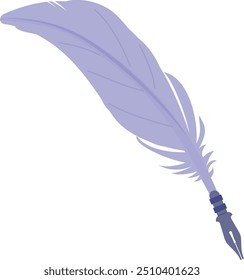 Writing quill color icon. Ink drawing feather