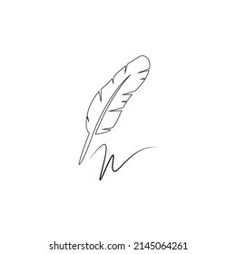 Writing Quill Feather Pen Vector. Business and science