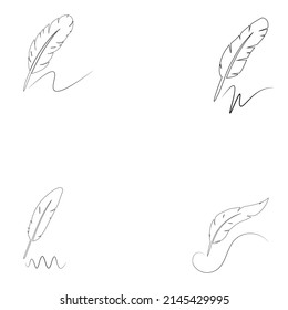 Writing Quill Feather Pen Vector. Business and science