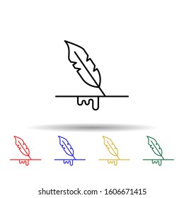 Writing, quill multi color style icon. Simple thin line, outline vector of law and justice icons for ui and ux, website or mobile application