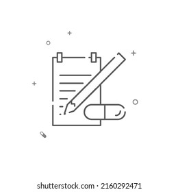 Writing the recipe simple vector line icon. Symbol, pictogram, sign isolated on white background. Editable stroke. Adjust line weight.