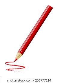 writing a red pencil on white background vector