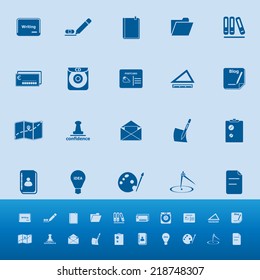 Writing related color icons on blue background, stock vector