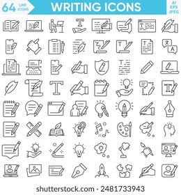 Writing related icon  such as, question mark, talk, answer, test, learning.