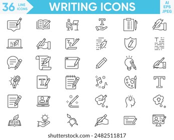 writing related icon such as, question mark, talk, answer, test, learning