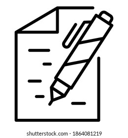 Writing report icon. Outline writing report vector icon for web design isolated on white background