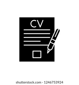 Writing a resume black icon, vector sign on isolated background. Writing a resume concept symbol, illustration 