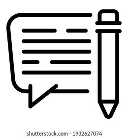 Writing review icon. Outline writing review vector icon for web design isolated on white background