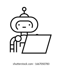 Writing robot line icon, concept sign, outline vector illustration, linear symbol.