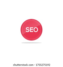 Writing seo in a red circle. There is a circular glass in front of the seo article.