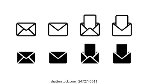 Writing Set Icons. Post Icons. Linear and Silhouette Styles. Vector icons.