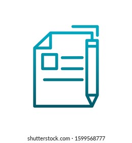 writing sheet pen message communications vector illustration gradient line
