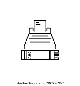 writing, sheet, typewriter, page icon. Element of education illustration. Signs and symbols can be used for web, logo, mobile app, UI, UX