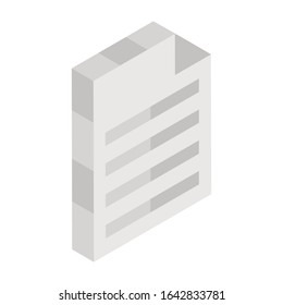 Writing sheets, educational documents vector in isometric design