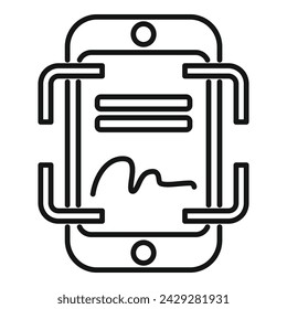 Writing signature icon outline vector. Check data user. Approve system