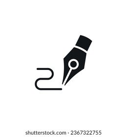 Writing simple glyph icon. Ink pen. Vector solid isolated black illustration.