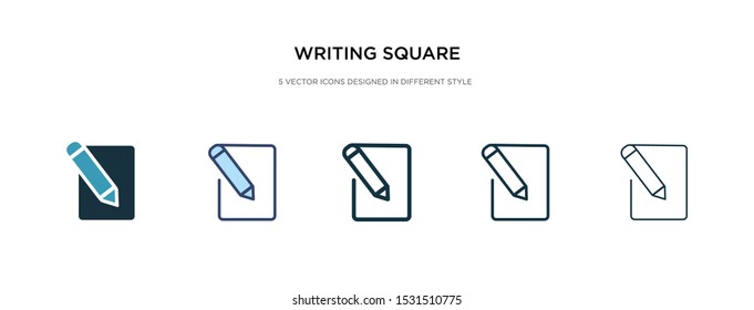 writing square icon in different style vector illustration. two colored and black writing square vector icons designed in filled, outline, line and stroke style can be used for web, mobile, ui