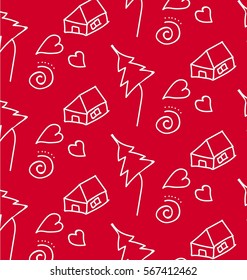 Writing style pattern strokes children. White on a red background.