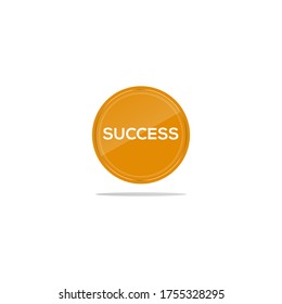 Writing success in a yellow circle. There is a circular glass in front of the success article.