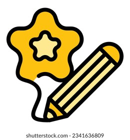 Writing super content icon outline vector. Seo market. Business social color flat