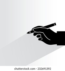 writing symbol on white background, flat and shadow theme