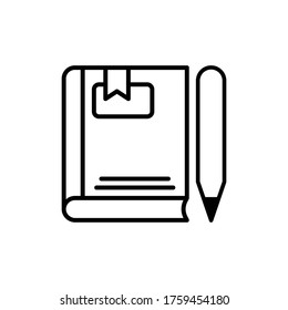 writing symbols, book line and pencil icons. design template vector