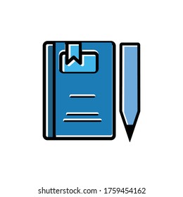 writing symbols, flat icons of books and pencils. design template vector