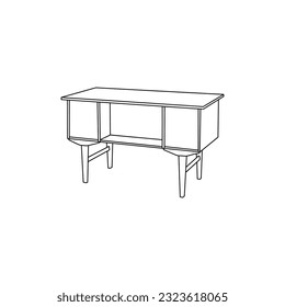 Writing Table line art design template, vector symbol, sign, outline illustration.