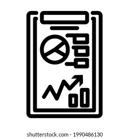 Writing Tablet With Analytics Chart Icon. Bold outline design with editable stroke width. Vector Illustration.