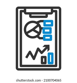 Writing Tablet With Analytics Chart Icon. Editable Bold Outline With Color Fill Design. Vector Illustration.