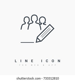 writing team people line vector icon