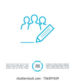 writing team people line vector icon