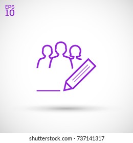 writing team people line vector icon