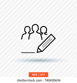 writing team people line vector icon