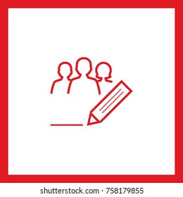 writing team people line vector icon