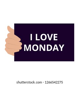 writing text caption inspiration showing I love Monday Vector illustration