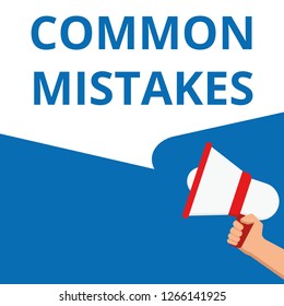 Writing text showing Common Mistakes Vector illustration
